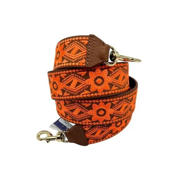 Rebecca Minkoff | Guitar Purse Strap in Embroidered Neon Orange. - Picture 5 of 6